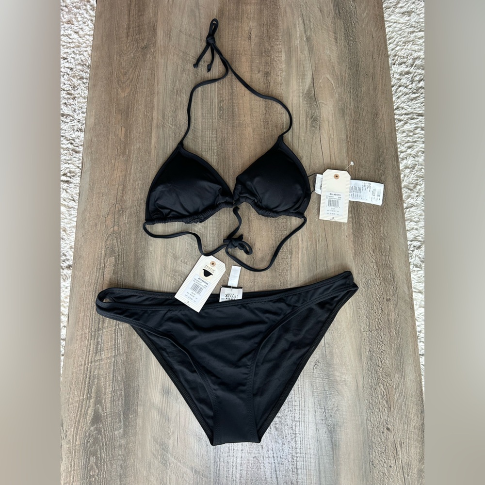 NWT Billabong 2 piece bikini swim set *Top size large/ bottom size XL* black